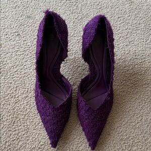 Zara Purple Textured Heels